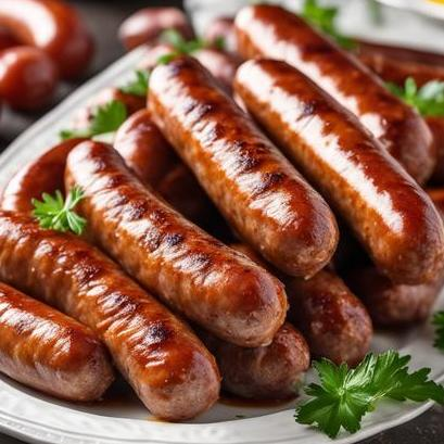 Italian sausage links browned in a skillet
