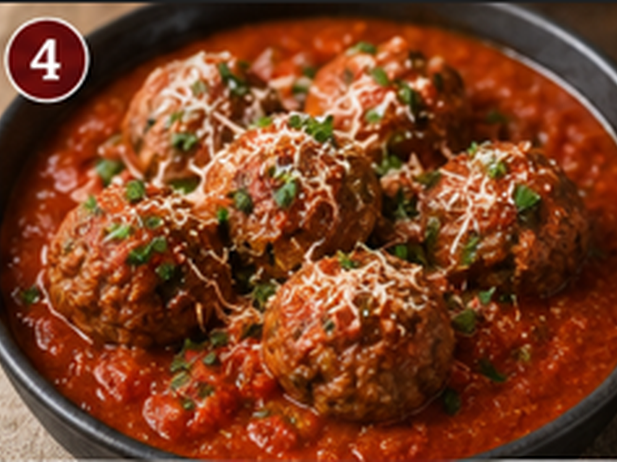 Italian meatballs served in red sauce